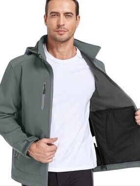 Clique Men's Slate Grey Windbreaker Jacket with Hood Size XXL/T
